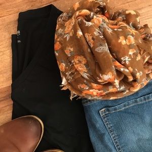 Rust floral infinity scarf
